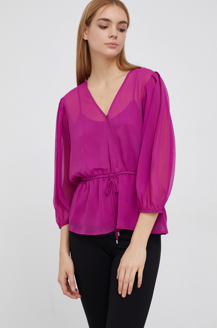 

Блузка Dkny женская цвет розовый гладкая