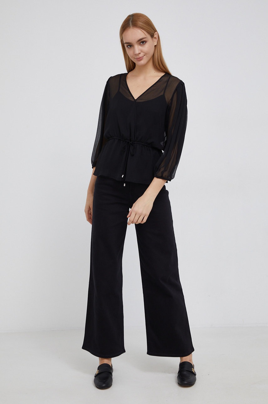 

Блузка Dkny женская цвет чёрный гладкая