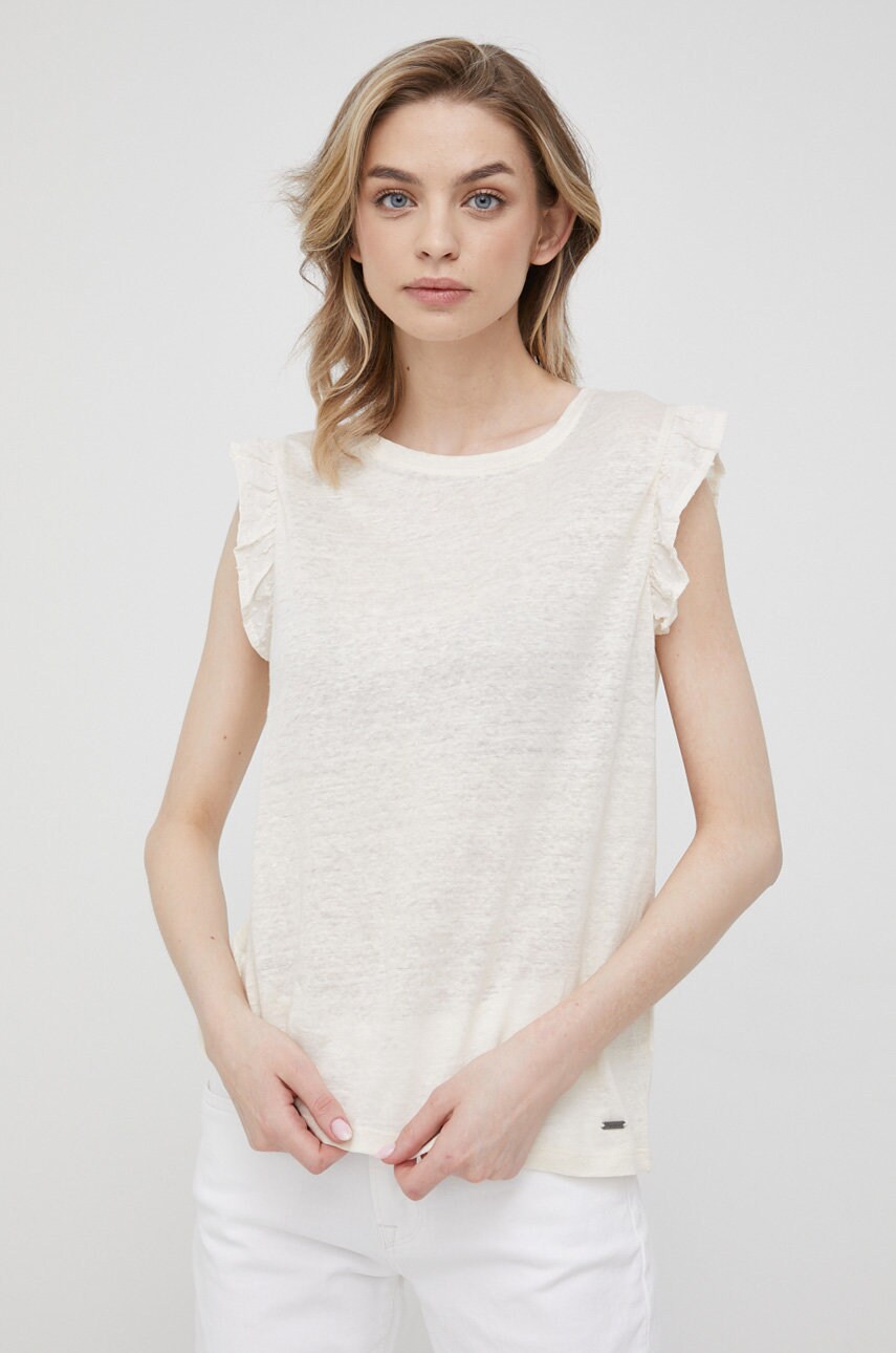 Pepe jeans top de in daysies femei, culoarea bej