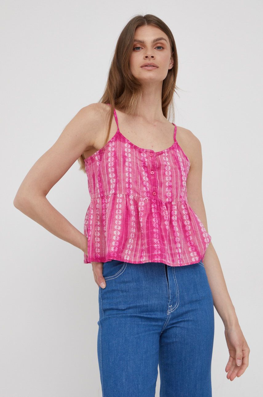 Levně Bavlněná halenka Pepe Jeans Pam dámská, růžová barva, vzorovaná