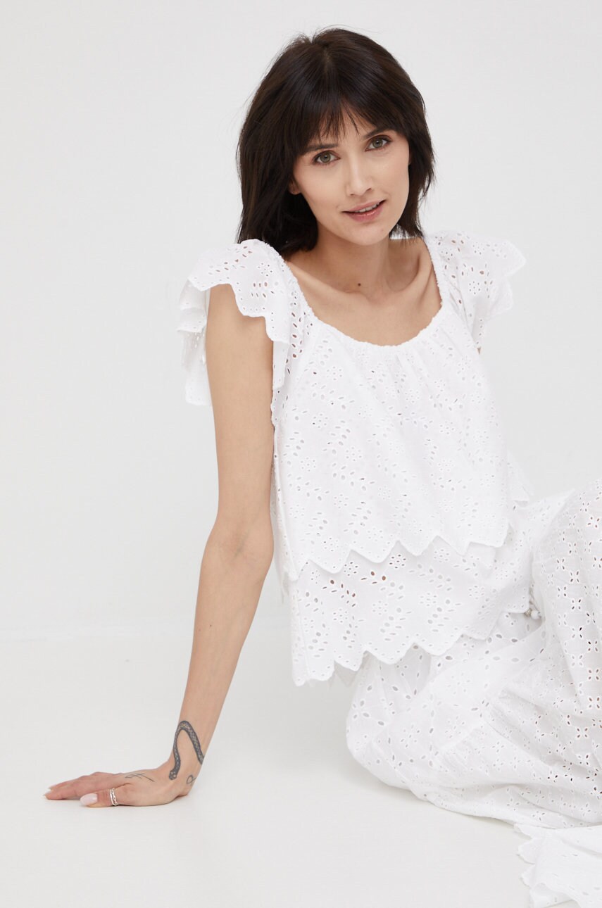 Pepe jeans bluza din bumbac nash femei, culoarea alb, neted