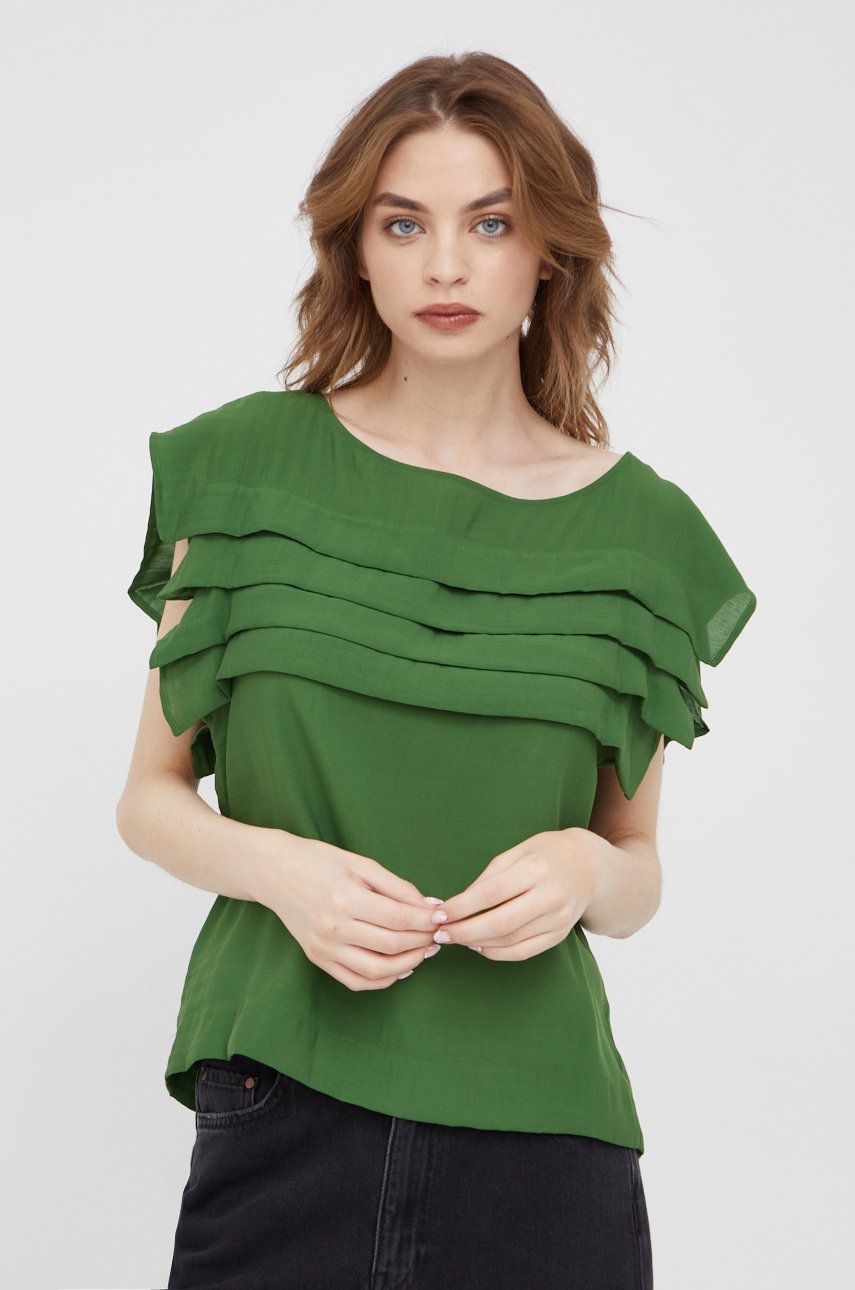Značka Sisley - Blúzka Sisley dámska, zelená farba, jednofarebná