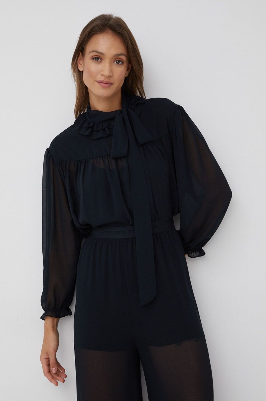 Sisley bluza femei, culoarea negru, neted imagine reduceri black friday 2021 answear.ro