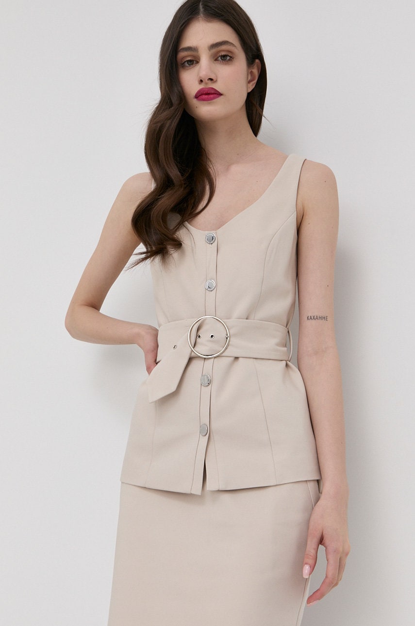 Morgan bluza femei, culoarea bej, neted