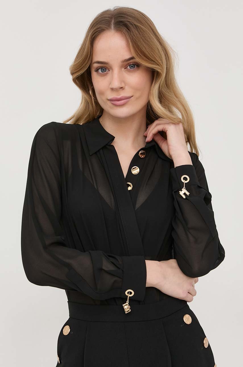 

Блуза Elisabetta Franchi в черно с изчистен дизайн, Черен