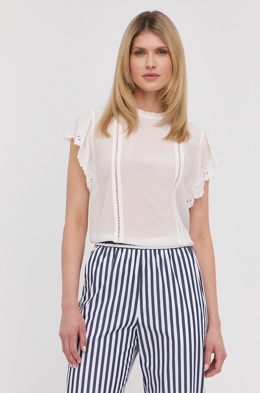 

Копринена блуза Marella дамска в бяло с изчистен дизайн, Бял