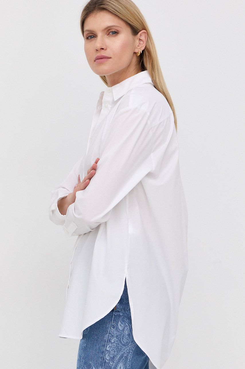 Levně Košile HUGO dámská, bílá barva, regular, s klasickým límcem, 50470586