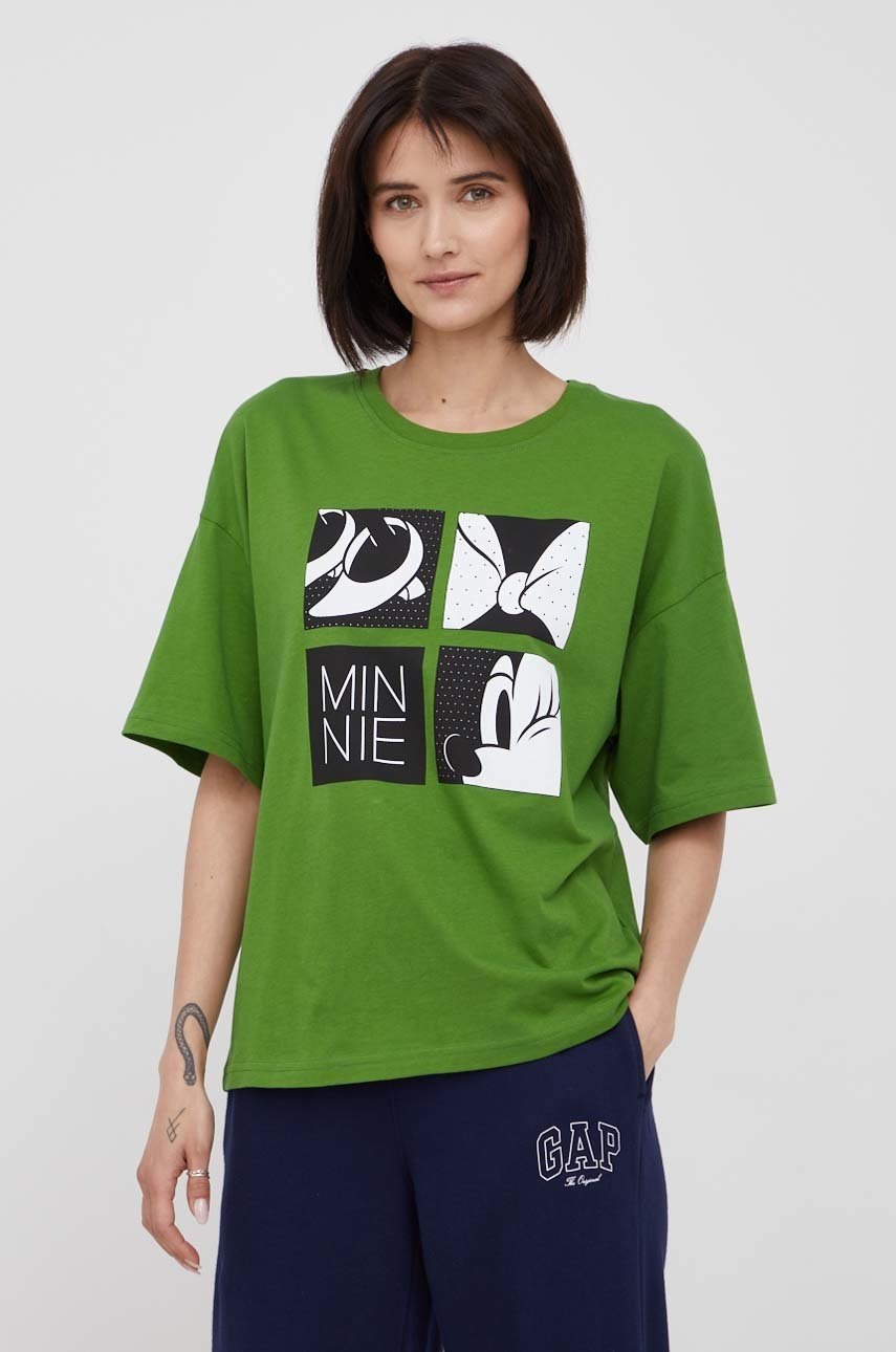 

Памучна тениска United Colors of Benetton в зелено, Зелен