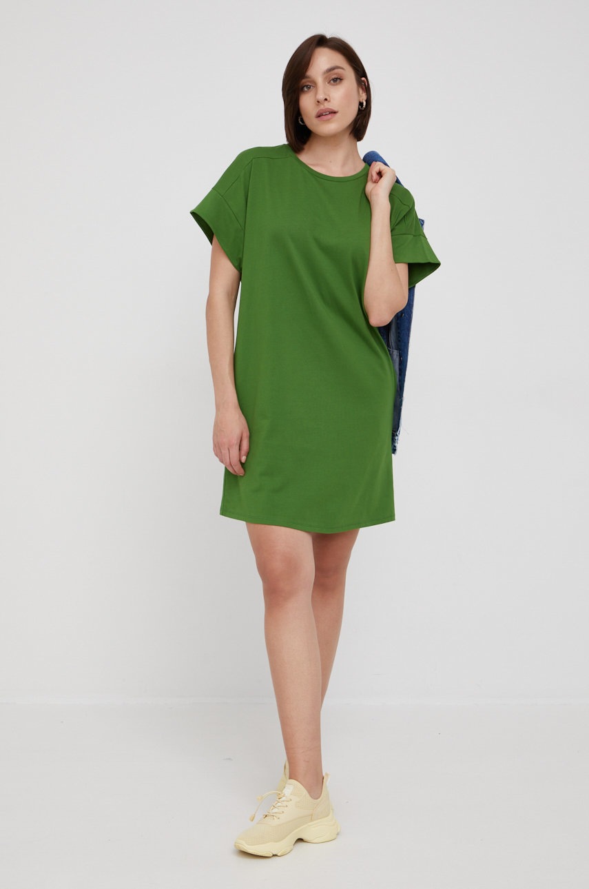 

Хлопковое платье United Colors of Benetton цвет зелёный mini прямая