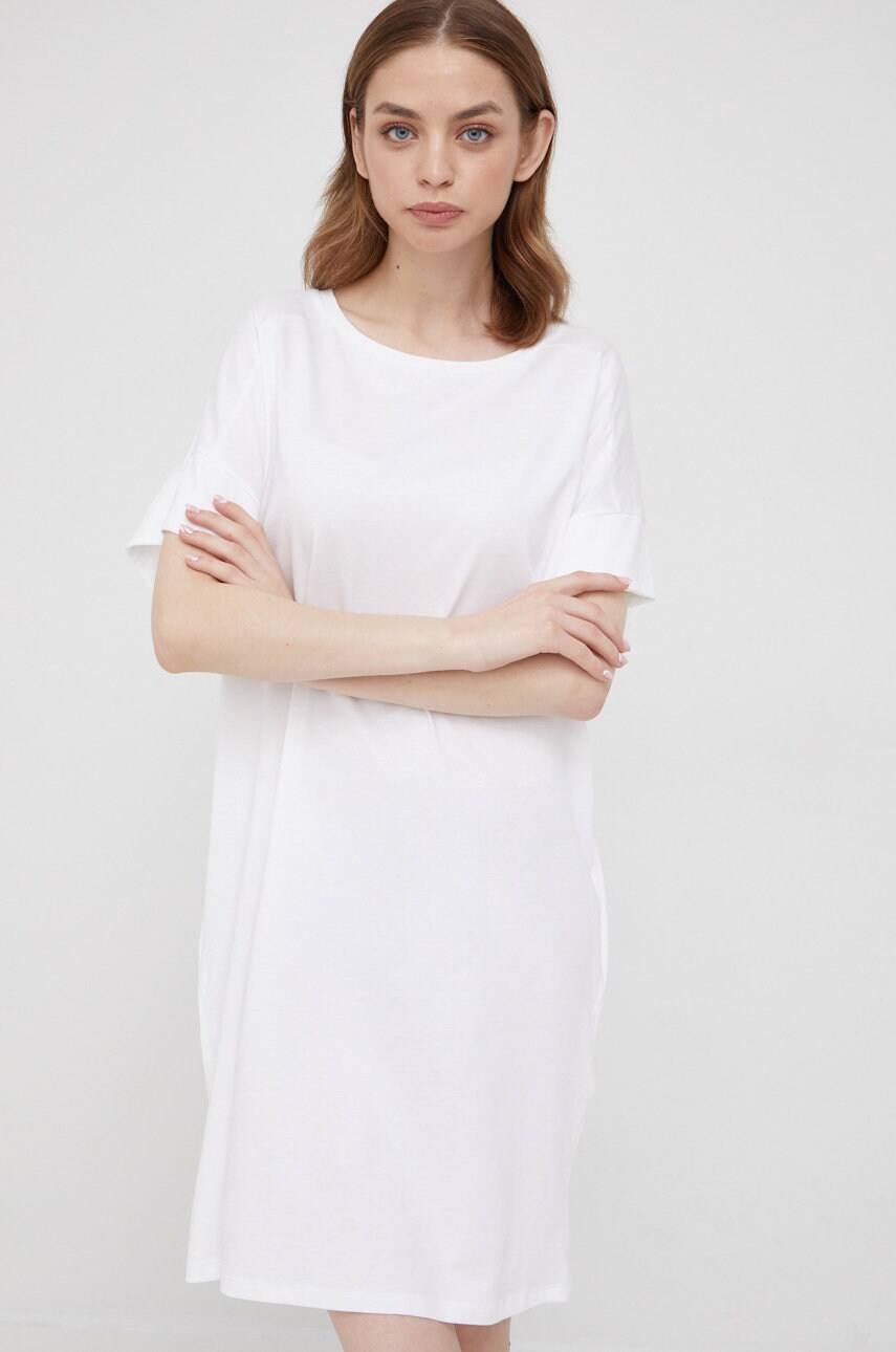 United colors of benetton rochie din bumbac culoarea alb, mini, oversize