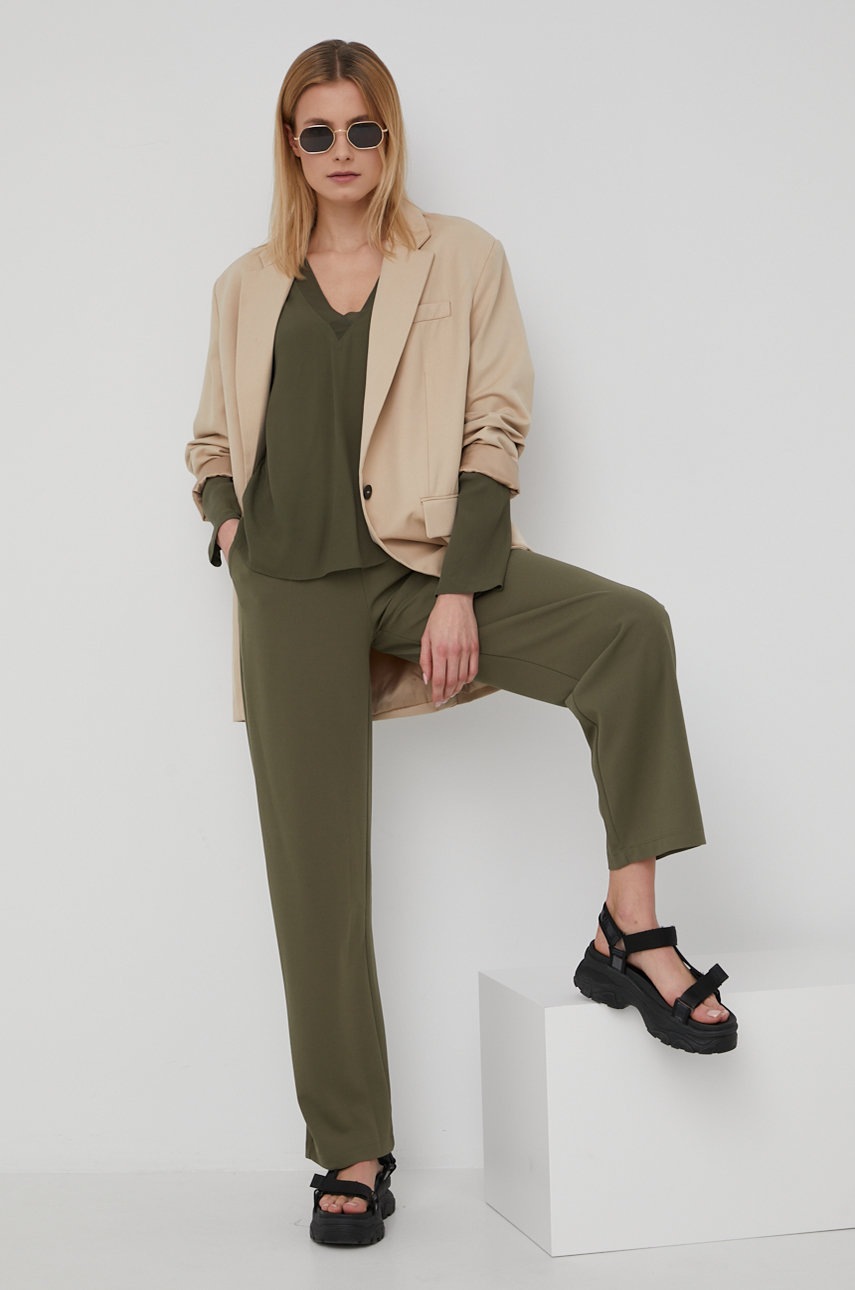 

Блузка Vero Moda женская цвет зелёный однотонная