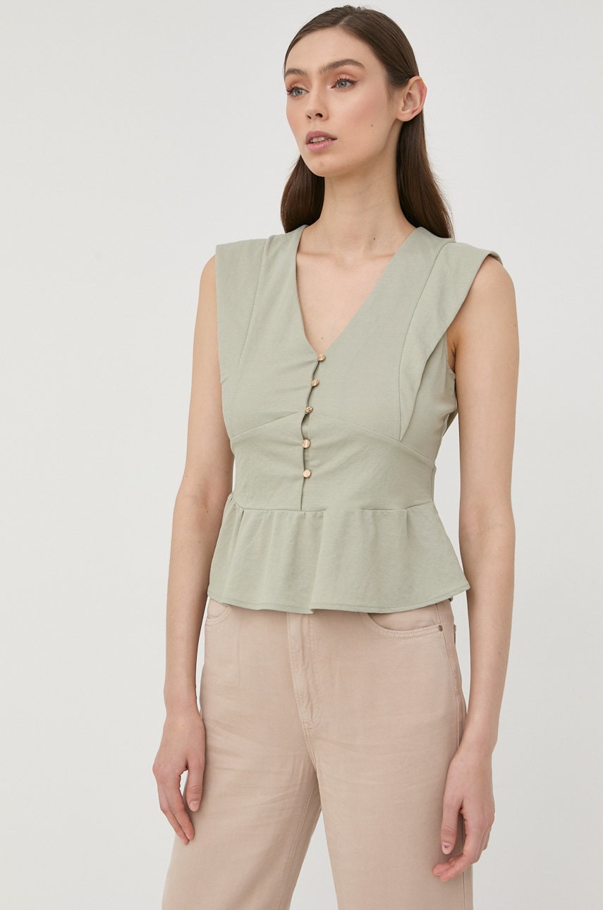 Morgan bluza femei, culoarea verde, neted