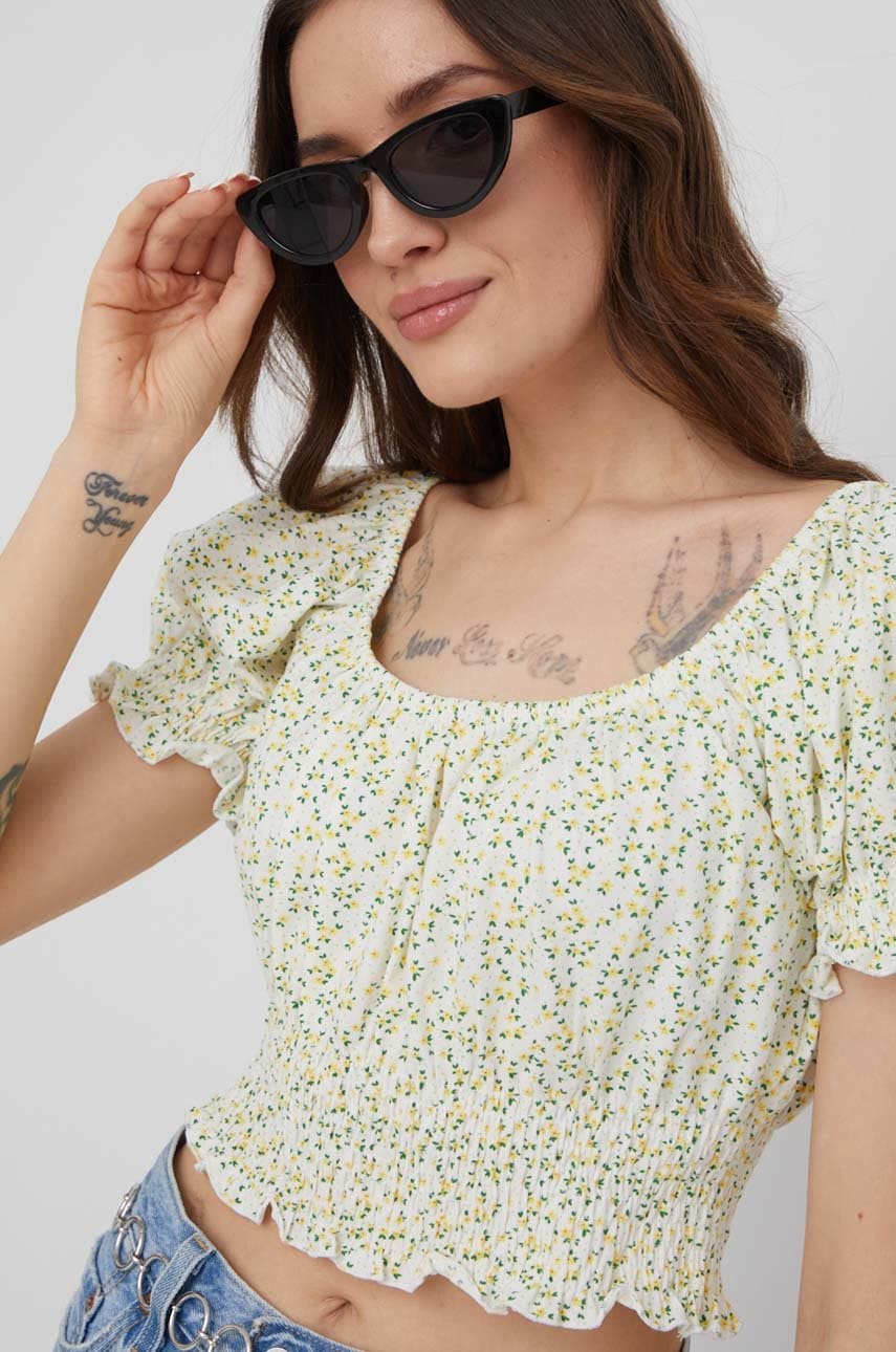 Brave soul bluza femei, culoarea alb, in modele florale