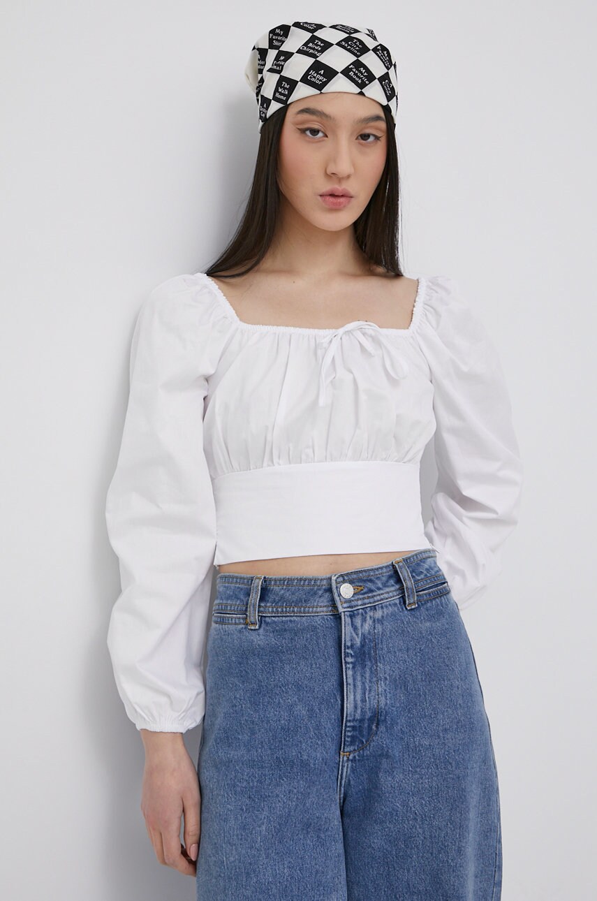 Brave soul bluza din bumbac femei, culoarea alb, neted