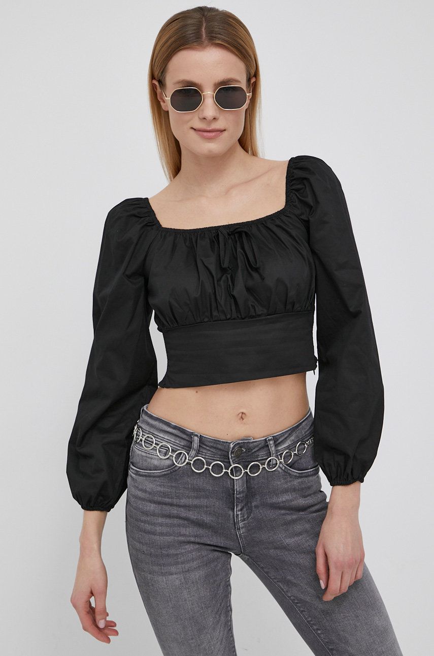 Brave Soul bluza din bumbac femei, culoarea negru, neted answear.ro imagine noua