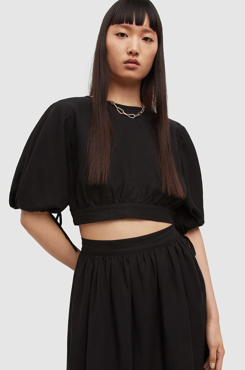 Allsaints bluza femei, culoarea negru, neted