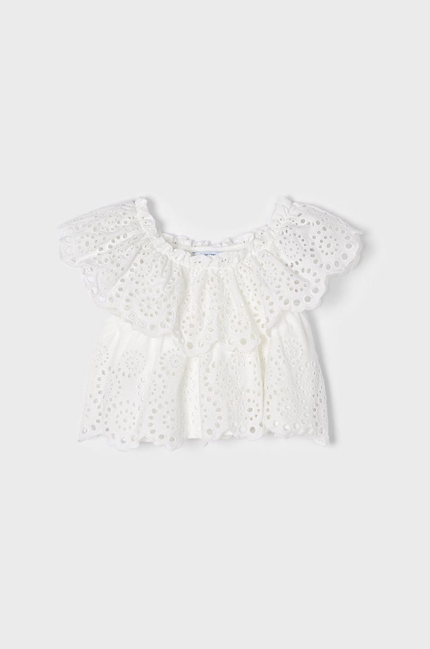 Mayoral bluza de bumbac pentru copii culoarea bej, neted