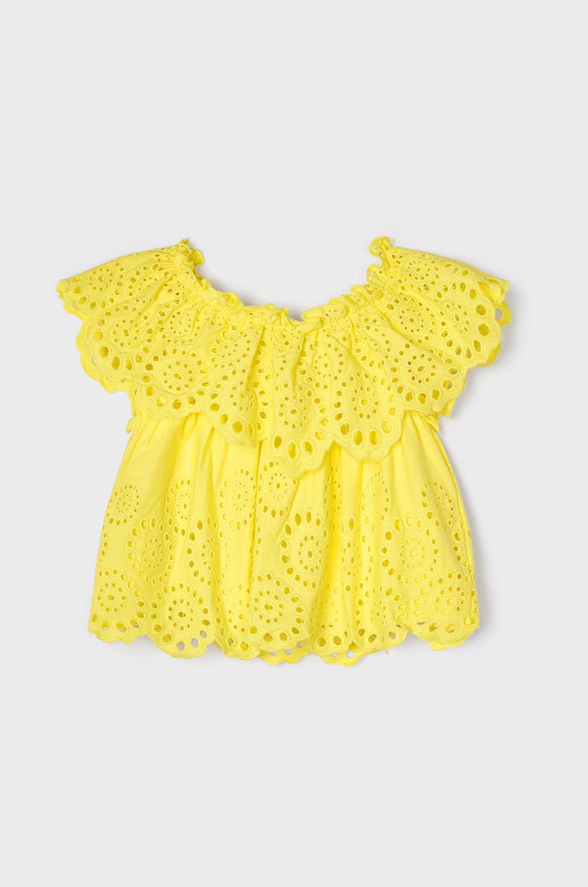 Mayoral bluza de bumbac pentru copii culoarea galben, neted