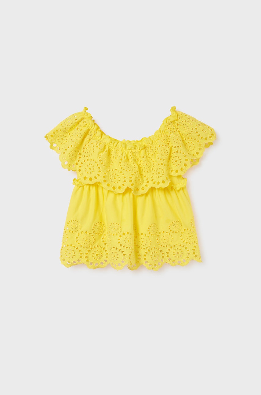 Mayoral bluza de bumbac pentru copii culoarea galben, neted
