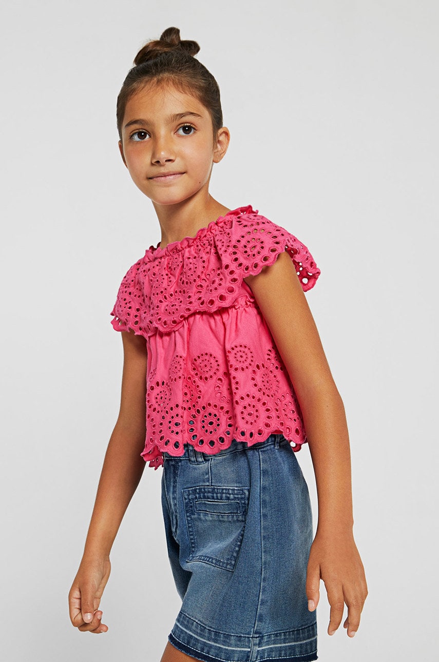 Mayoral bluza de bumbac pentru copii culoarea roz, neted