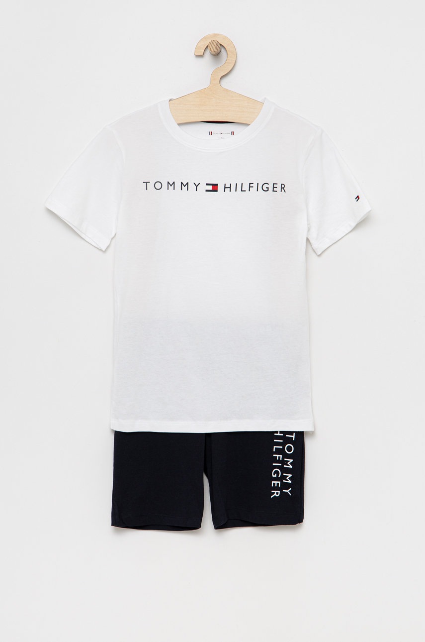 

Детска памучна пижама Tommy Hilfiger в бяло с принт, Бял