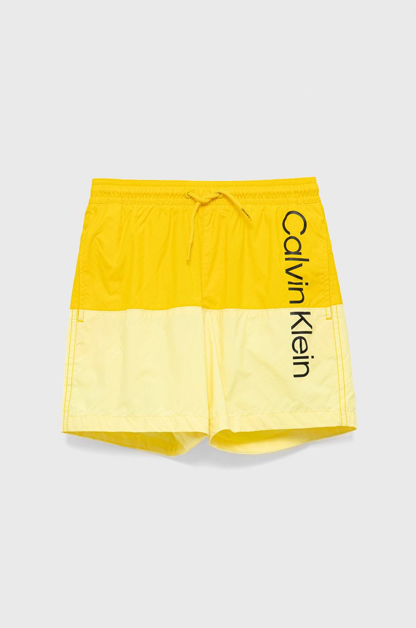 Calvin Klein Jeans szorty kąpielowe dziecięce KV0KV00007.PPYY kolor żółty