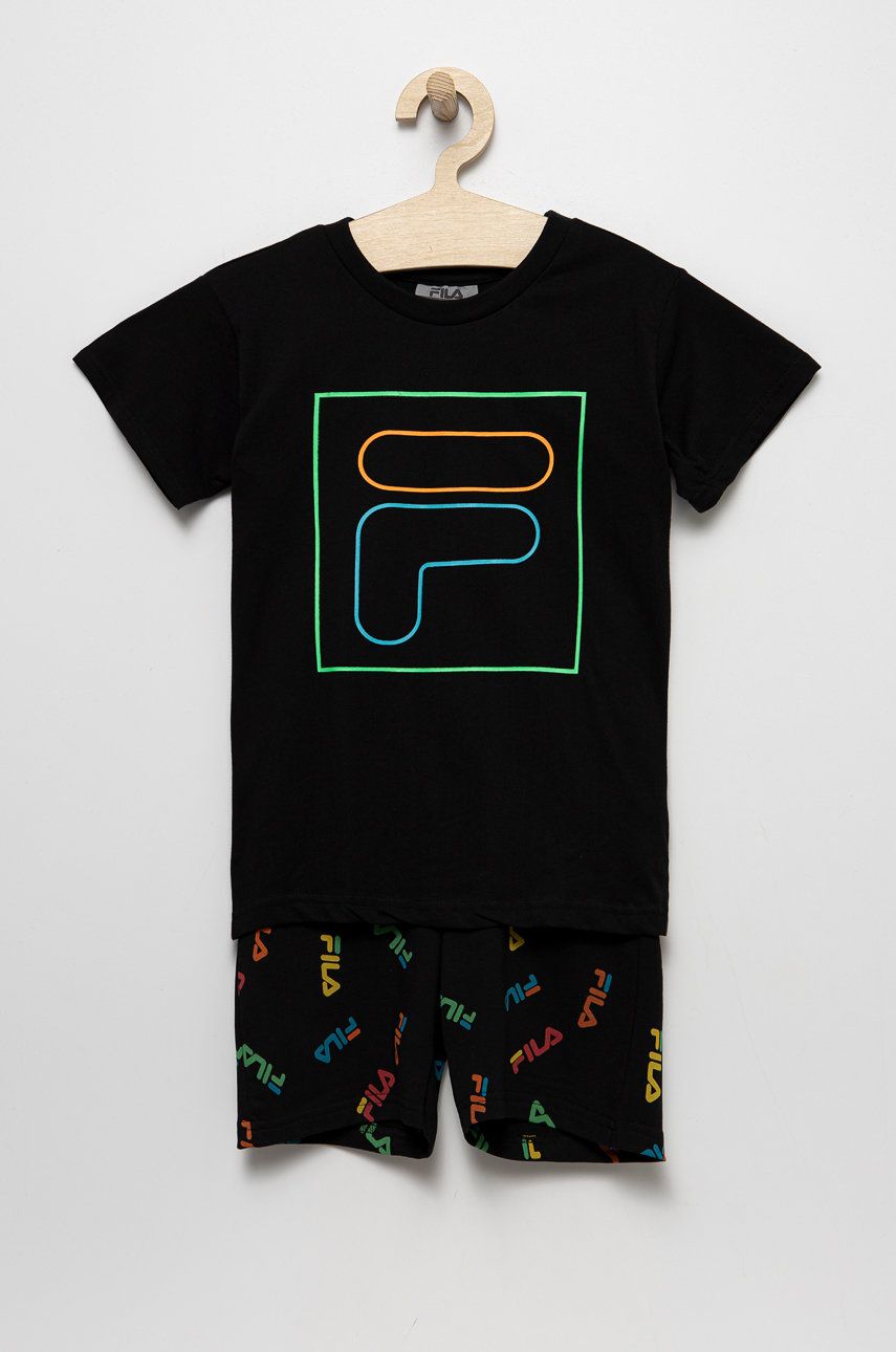 Dětské pyžamo Fila černá barva, s potiskem - černá -  Materiál č. 1: 100% Bavlna Materiál 