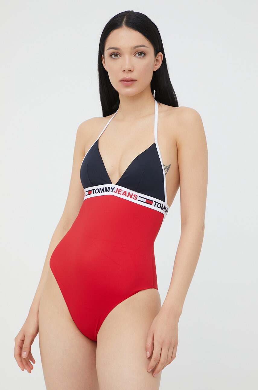 Levně Jednodílné plavky Tommy Hilfiger tmavomodrá barva, mírně vyztužený košík