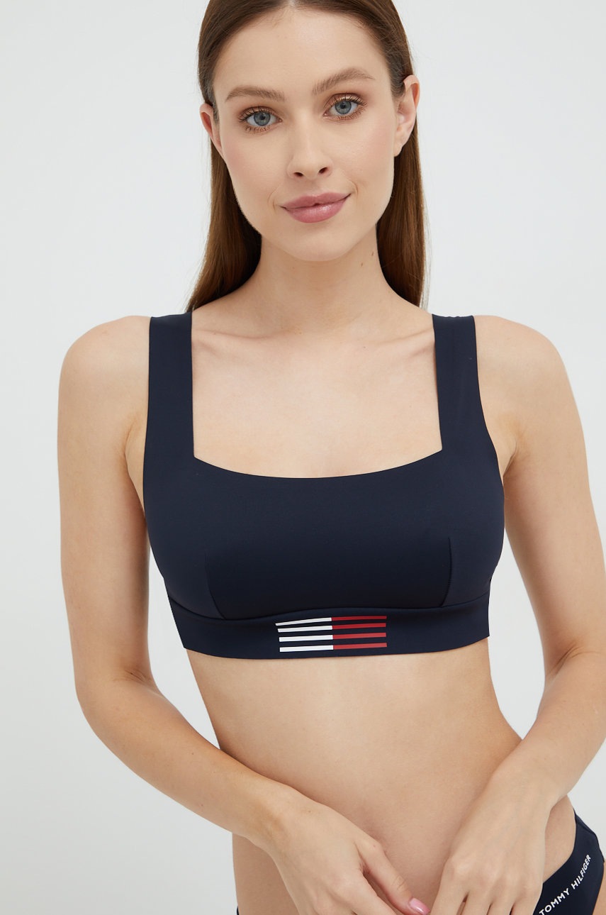 

Горнище на бански Tommy Hilfiger в тъмносиньо с мека чашка, Тъмносин