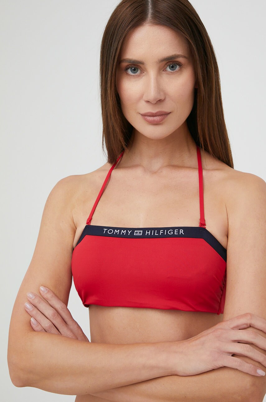 

Купальний бюстгальтер Tommy Hilfiger колір червоний м'яка чашечка