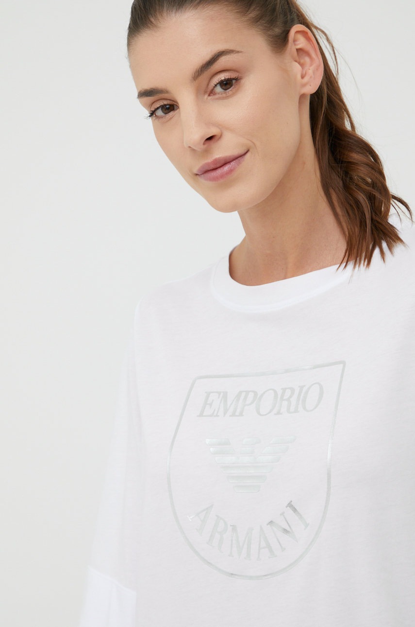 

Бавовняна нічна сорочка Emporio Armani Underwear колір білий з бавовни
