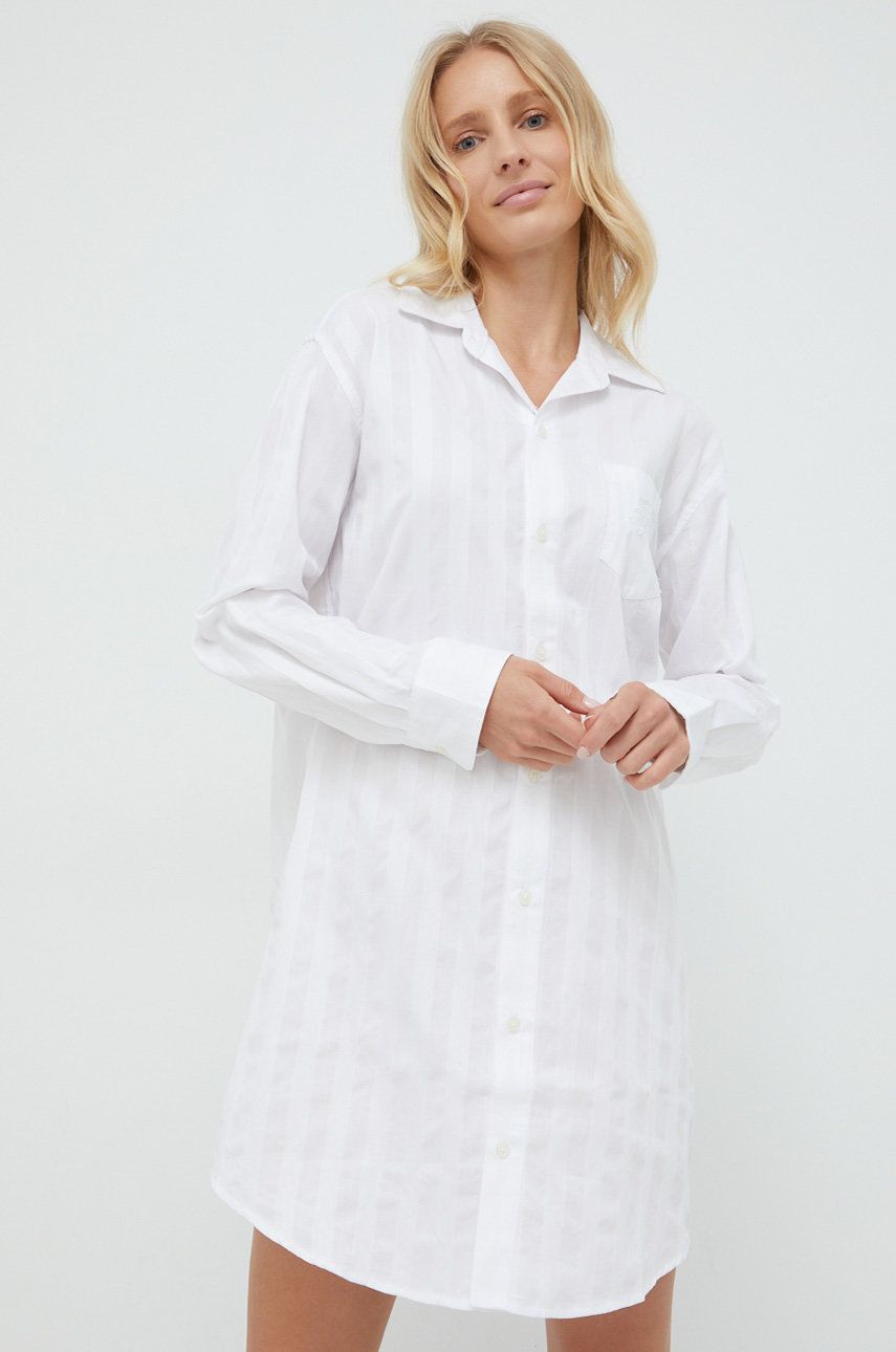 Lauren Ralph Lauren koszula nocna bawełniana kolor biały bawełniana