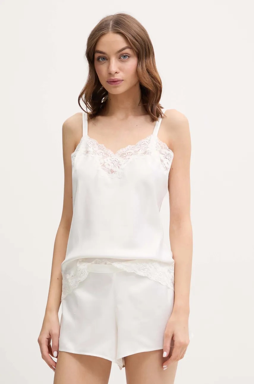 Lauren Ralph Lauren piżama damska kolor beżowy satynowa ILN11684