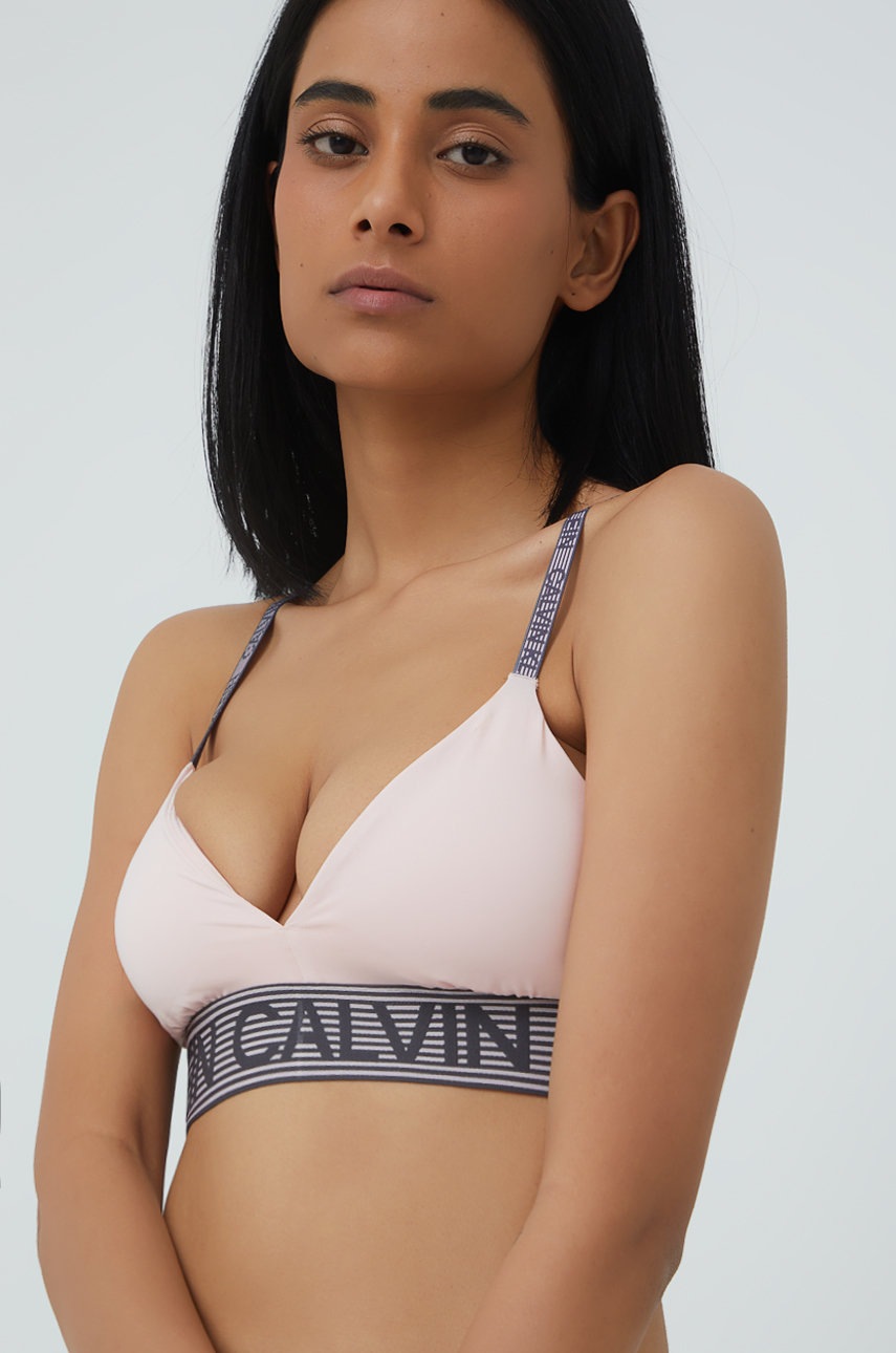 

Спортен сутиен Calvin Klein Performance в розово с десен, Розов