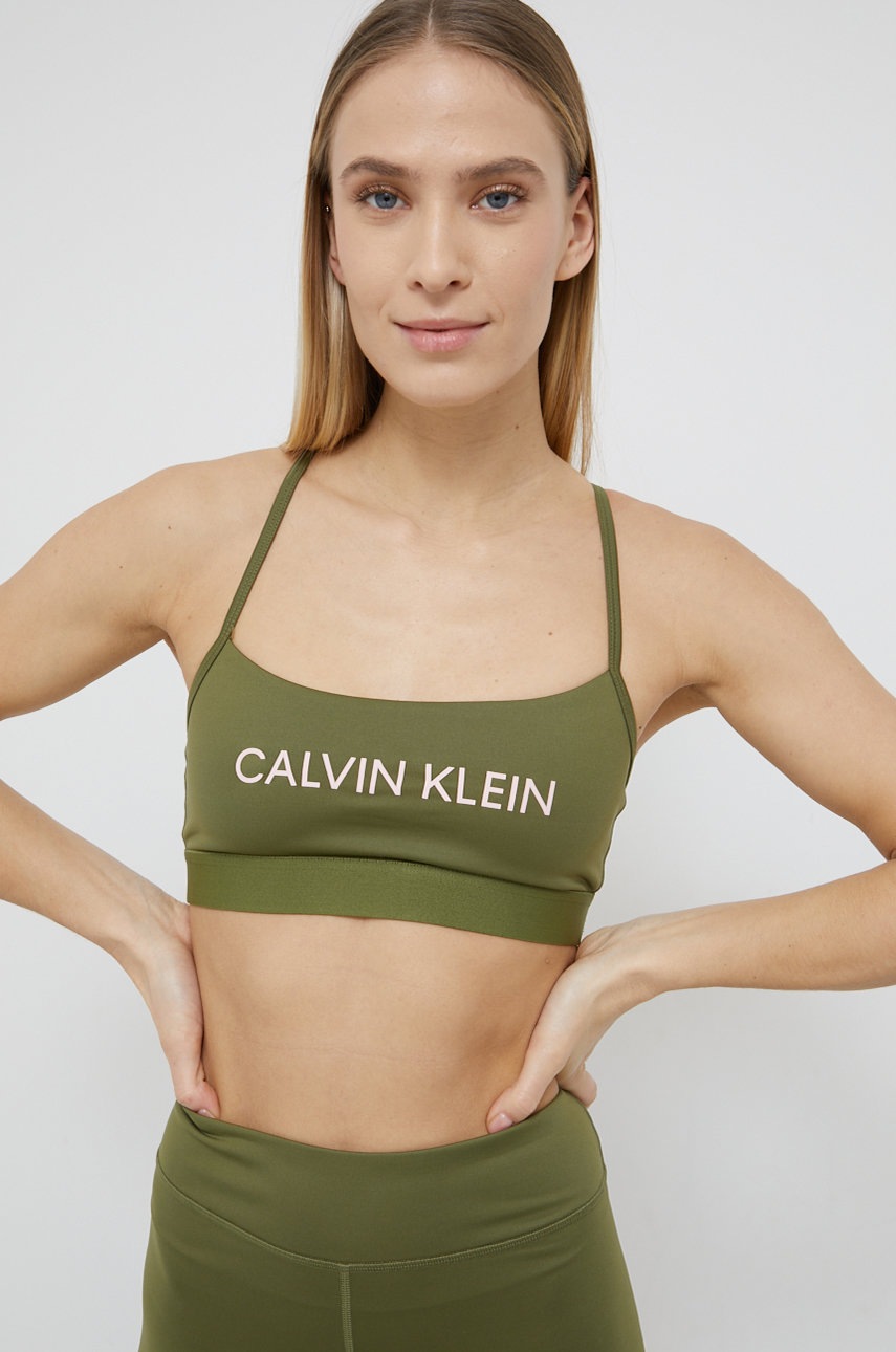 

Сутиен Calvin Klein Performance в зелено с изчистен дизайн, Зелен