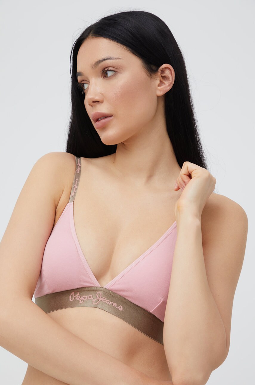 Pepe jeans sutien clara culoarea roz, neted