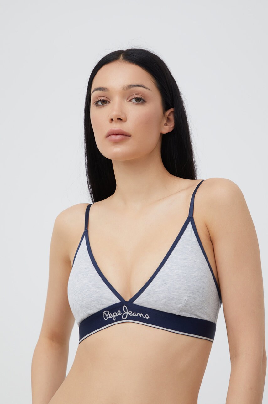 Pepe jeans sutien prinny culoarea gri, neted