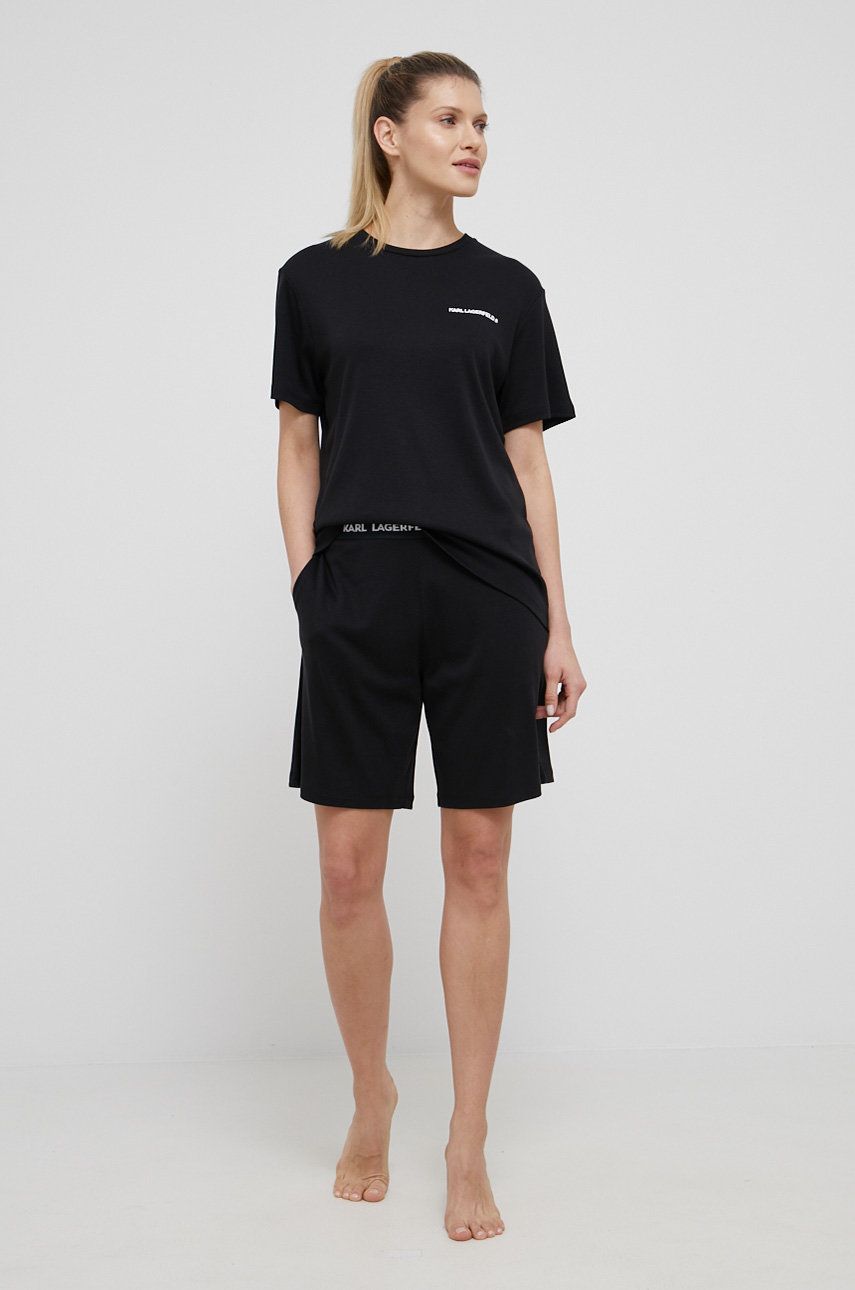 Karl Lagerfeld pijama femei, culoarea negru answear.ro imagine 2022 13clothing.ro