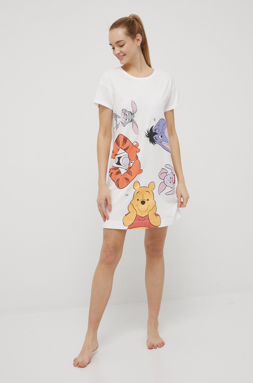 

Памучна нощница United Colors of Benetton в бяло от памук, Бял