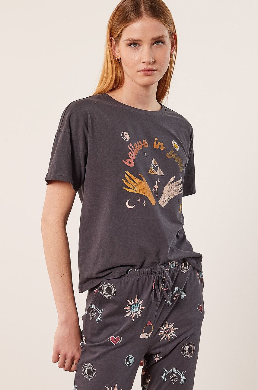 Etam t-shirt piżamowy Maya kolor szary