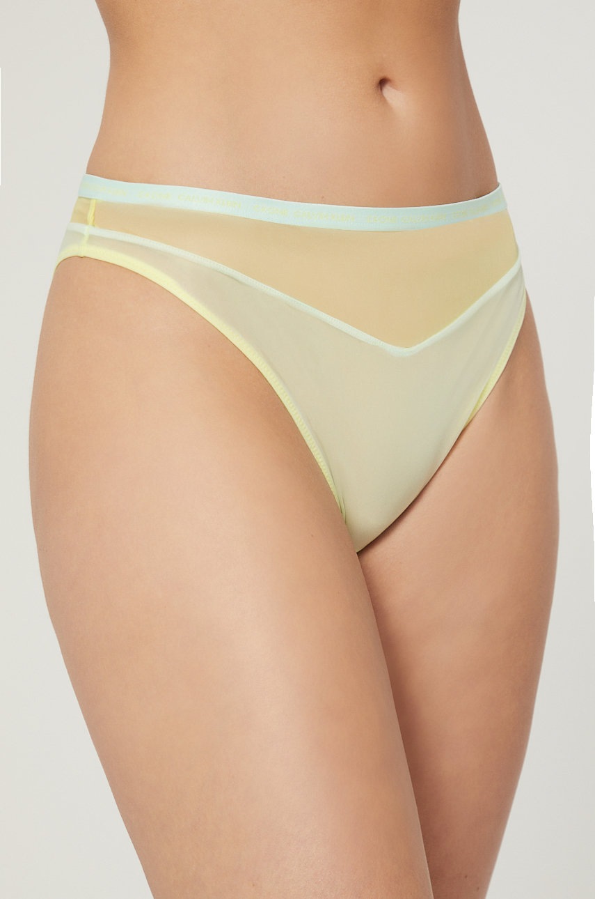 

Бикини Calvin Klein Underwear в жълто от полупрозрачна материя, Жълт