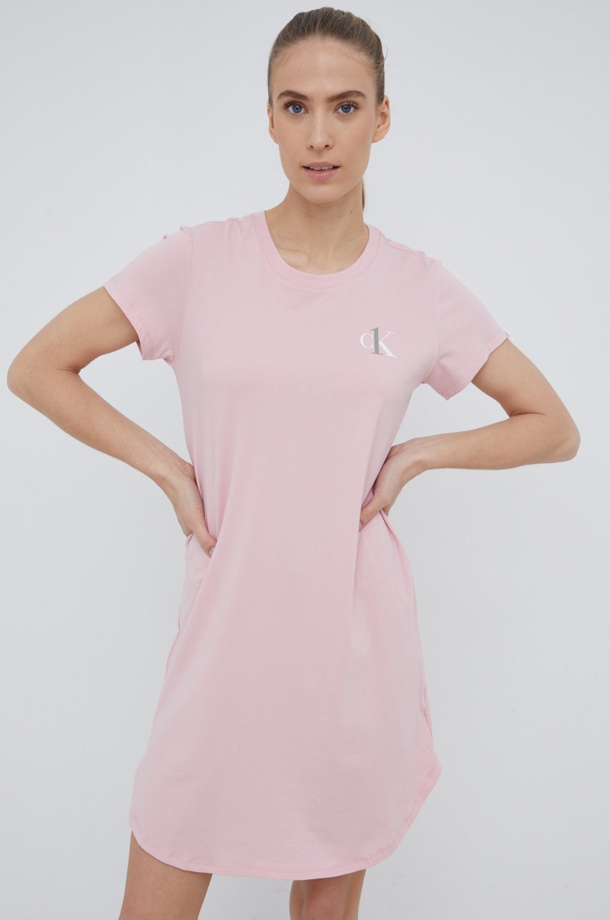 

Нощница Calvin Klein Underwear дамска в розово, Розов