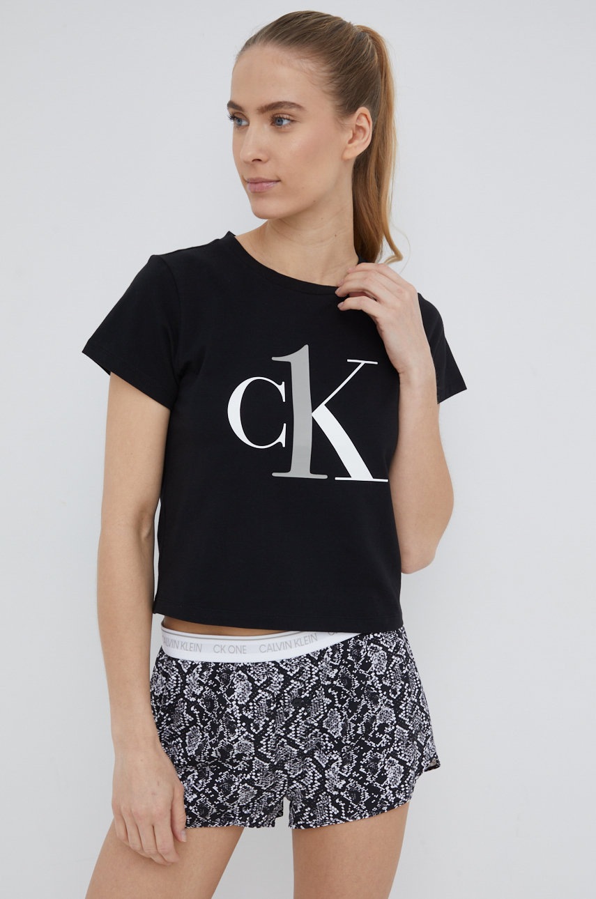 

Пижама Calvin Klein Underwear дамска в черно, Черен