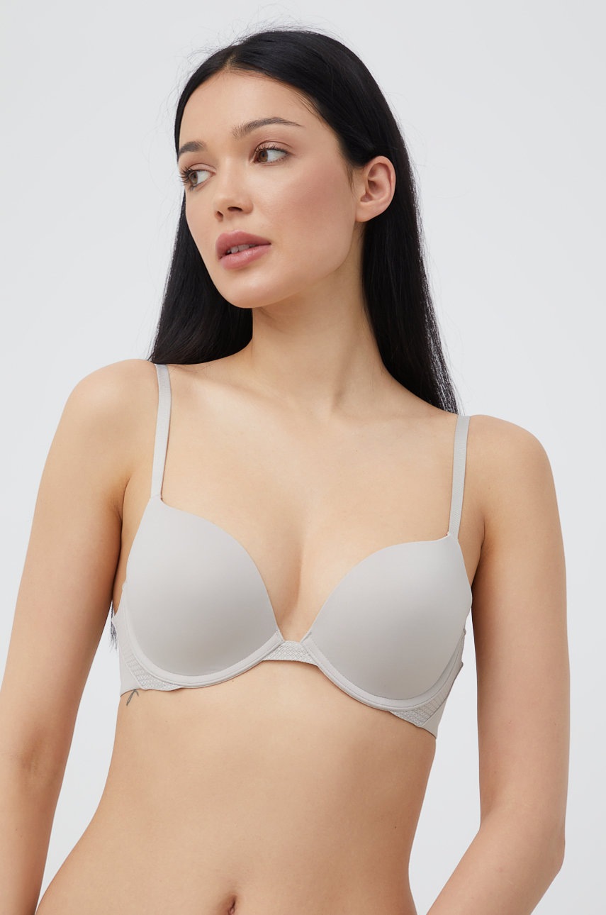 

Сутиен Calvin Klein Underwear в сиво с изчистен дизайн, Сив