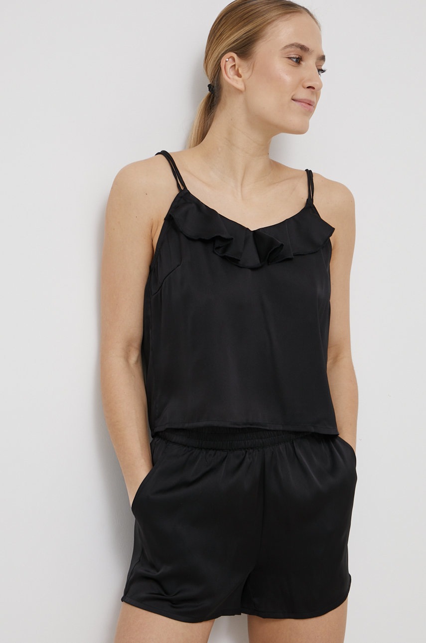 

Пижама Vero Moda дамска в черно от сатен, Черен
