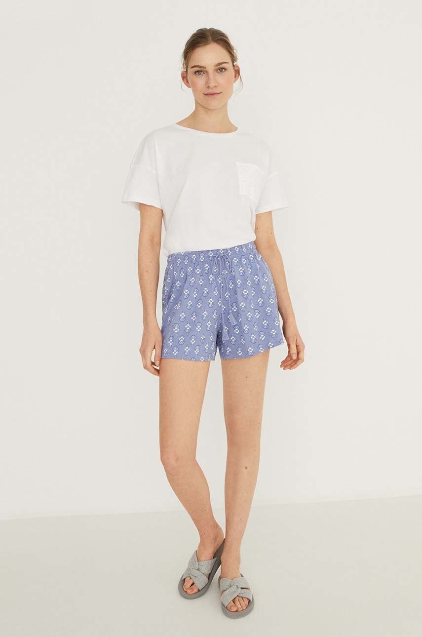 Women'secret pijama daily cyprus femei, culoarea alb, bumbac