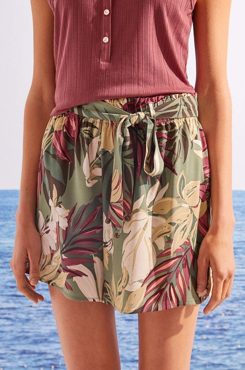 Women'secret pantaloni scurti de pijama snoopy voyage femei, culoarea verde