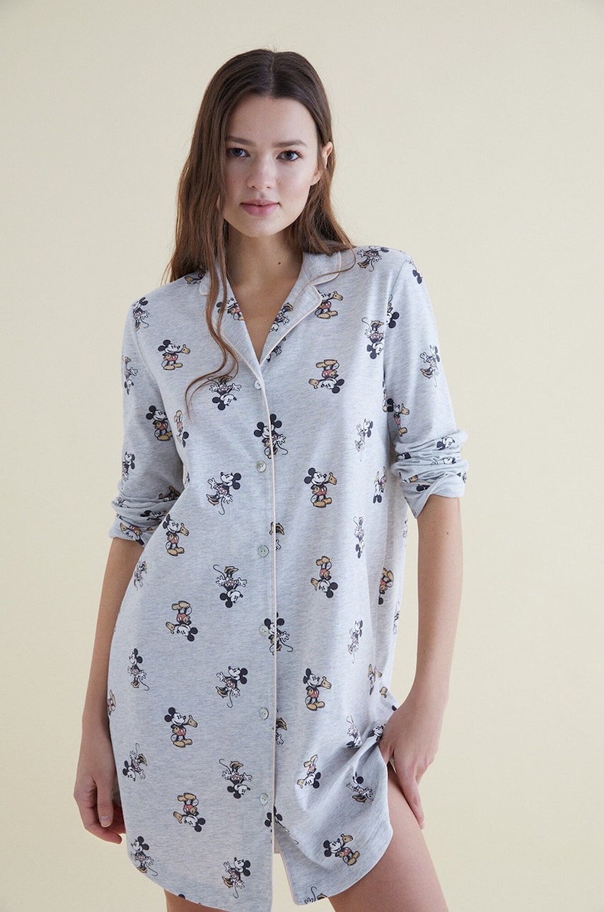 Women'secret camasa de pijama femei, culoarea gri