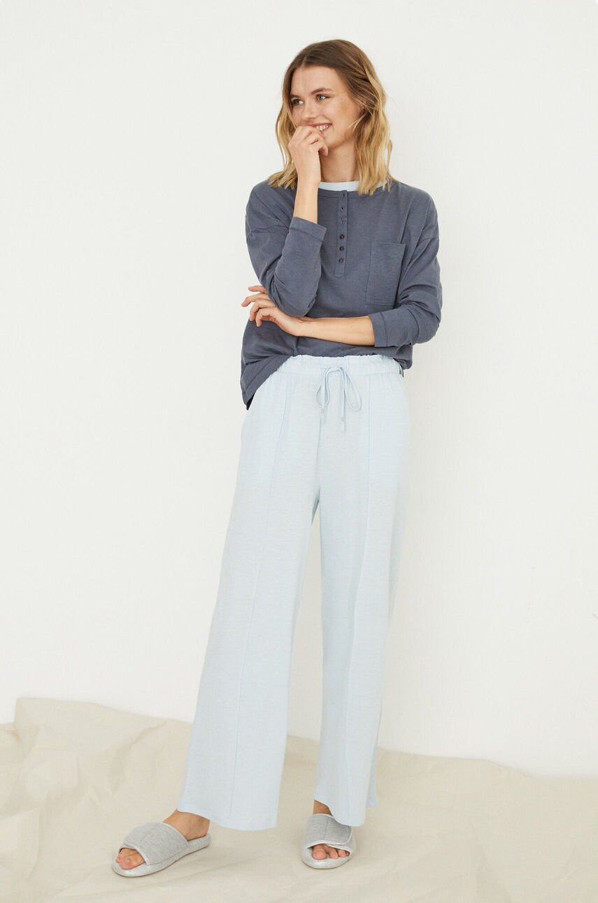 Women'secret pantaloni de pijama minerals femei, culoarea turcoaz
