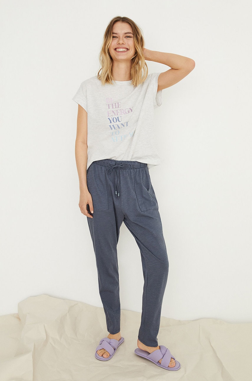 Women'secret tricou de pijama culoarea gri, bumbac